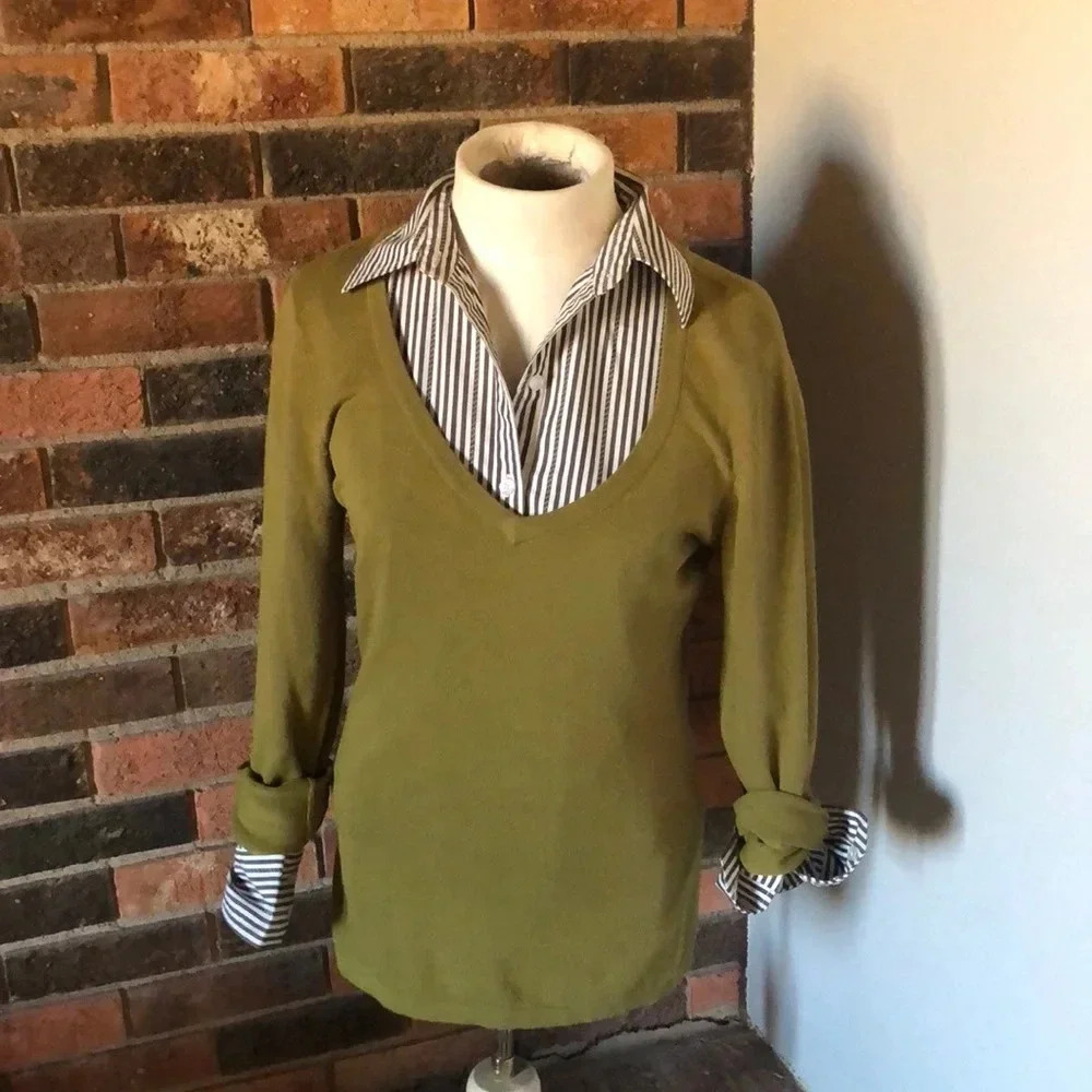 CABi Armygreen V-Neck Sweater